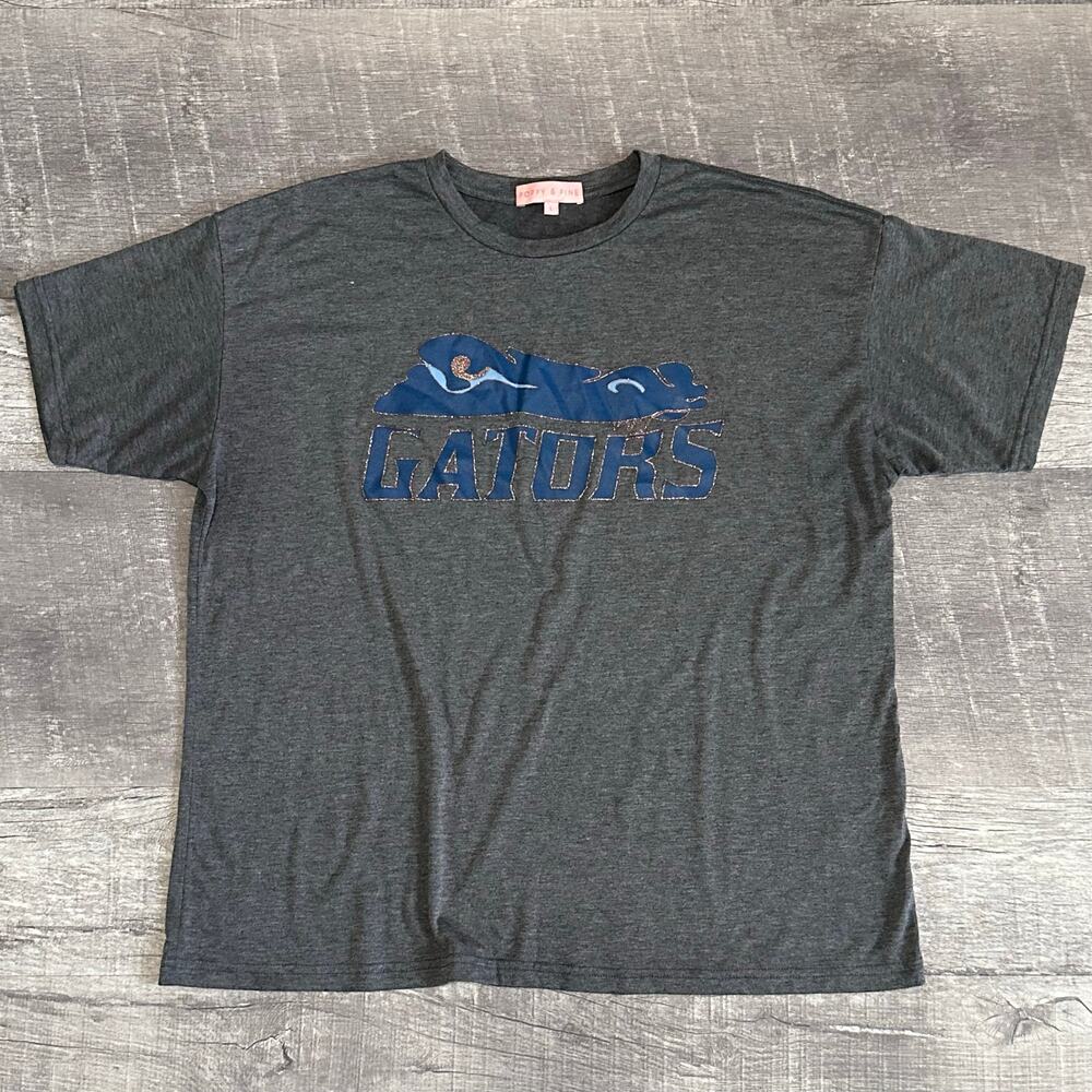 Poppy & Pine University of Florida Gators Relaxed Fit T Shirt Womens L Grey NCAA